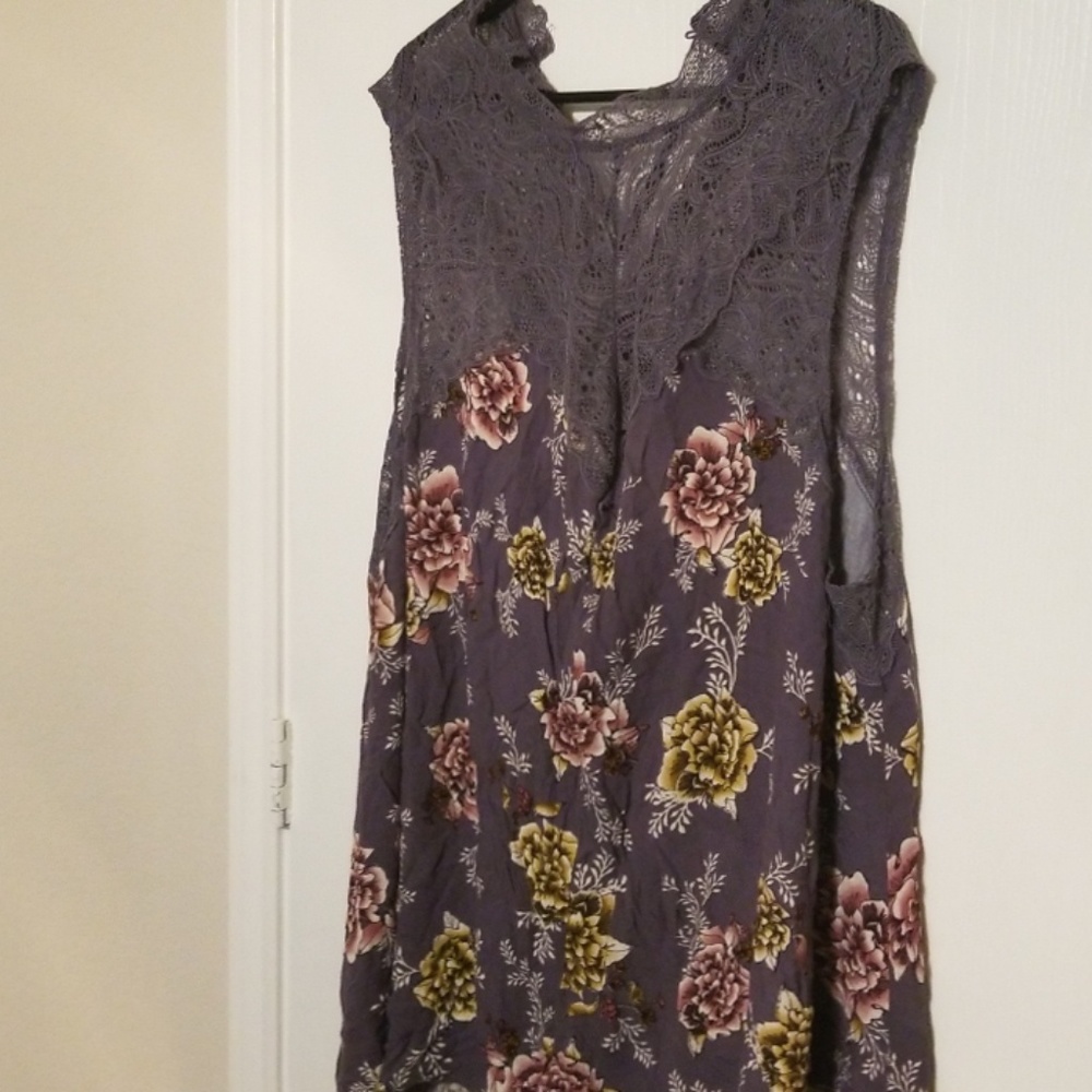 Gray floral blouse